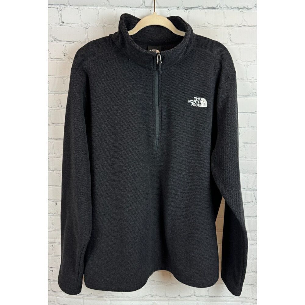 THE NORTH FACE dark gray graphite knit fleece zip mens sweater pullover XL NWOT